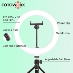 10 inch/26cm RGB Ring Light with Phone Holder USB Powered