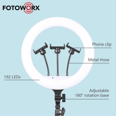 14 inch/36cm LED Selfie Ring Light with 3 phones Remote Control