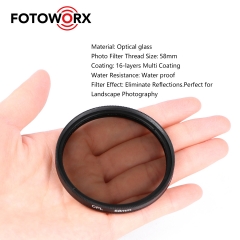 MC CPL Lens Filter Removes Reflections Multi-Coated Circular Polarizing Filter