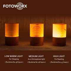 Genuine Wood Night Light Touch Sensor LED Bedside Lamp